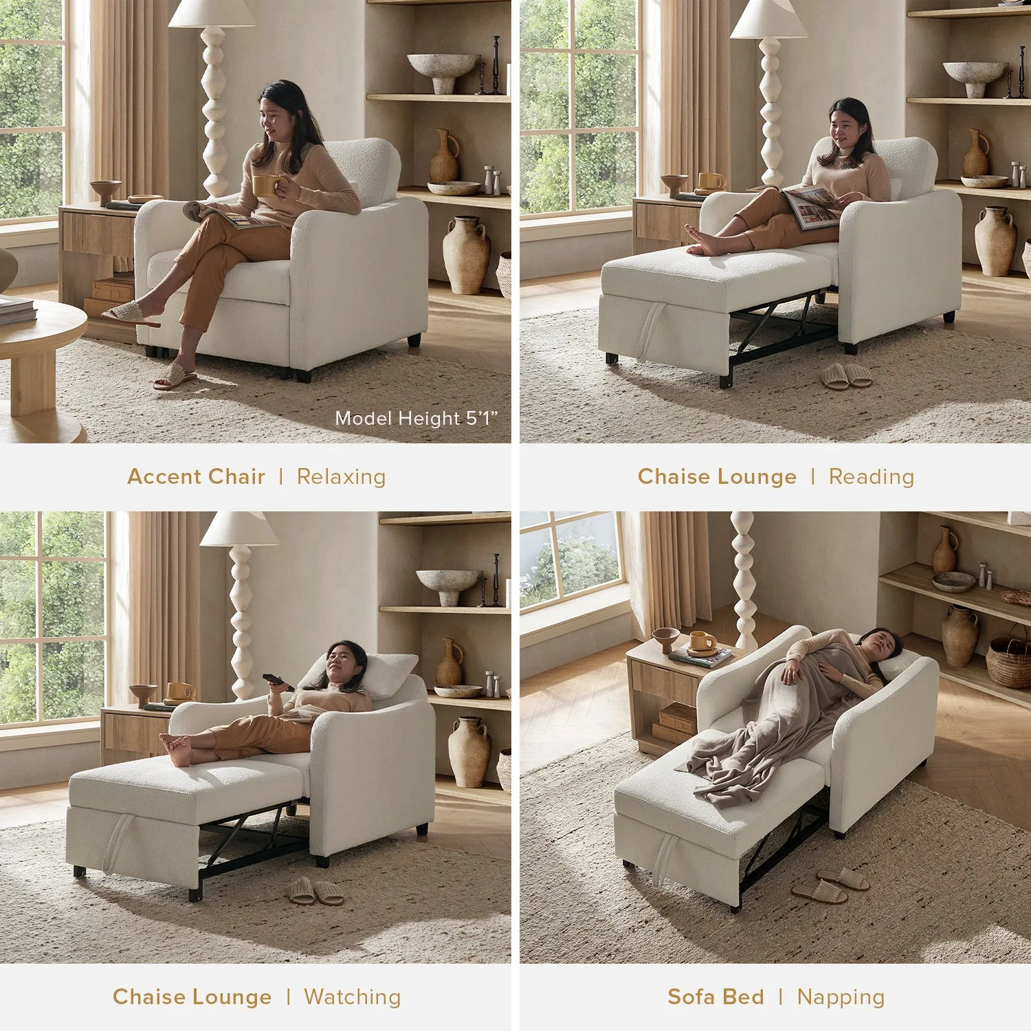 Sleeper chair used as a lounge and guest bed
