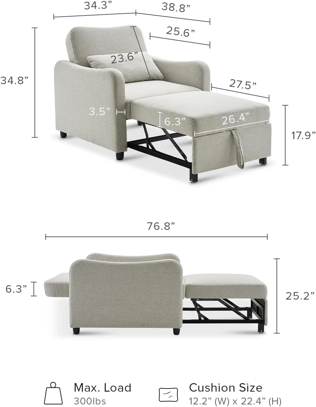 Convertible sleeper chair — image 2